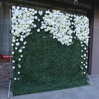Blanc vert 8ft toile de fond buis herbe fleur mur pour mariage plantes artificielles panneau idées fausse fleur décoration murale