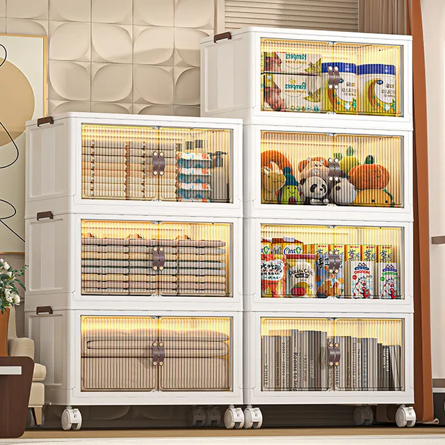 Gabinete de almacenamiento plegable multicapa transparente Rmier de 70cm de ancho para el hogar, ropa de bebé, juguetes para niños, libros, contenedor de aperitivos