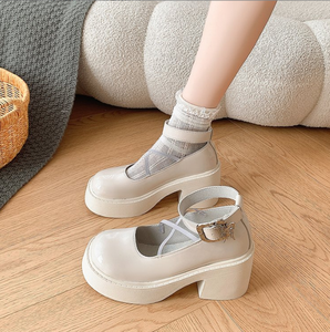 Nuove Scarpe da <span class=keywords><strong>Donna</strong></span> in Pelle Nera con Tacco a Blocco e Plateau, Cinturino con Fibbia, Stile Mary Jane, per Cosplay - Product Image 5