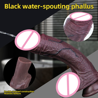 9,5 Zoll realistische bewegliche Spritz dildos für Männer Frauen Vaginal Anal Spiel Kaffee Silikon Penis Ejakulation spielzeug mit Saugnapf