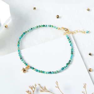 New <b>Women</b> Mini Energy Gemstone Turquoise <b>Bead</b> <b>Bracelet</b> With Star Charms Ready to Ship - Product Image 4