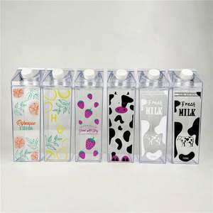 Botella de Agua Reutilizable en Forma de Cartón de Leche, Libre de BPA, Apta para Niños, Botella de Jugo Transparente, Botellas de Agua Cuadradas de Plástico de 1000 ml - Product Image 3