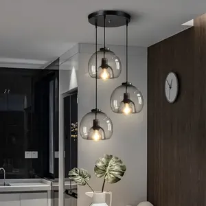 Lampes suspendues LED E27 avec boule de verre, éclairage moderne et créatif pour bar, restaurant, salon, bureau, loft, décoration intérieure