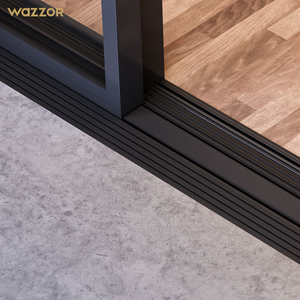 نظام أبواب زجاجية منزلقة مزدوجة مقاومة للأعاصير من وازور، متوفرة في المخزون، أبواب زجاجية ألمنيوم للشرفات والباحات الداخلية والخارجية - Product Image 2