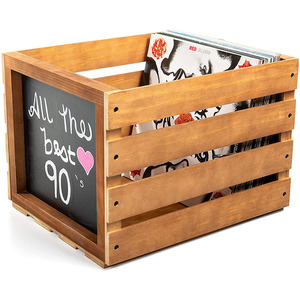 Cheap Vintage Wooden Crates Vinyl Record Storage Crate With Chalkboard