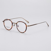 Monture de lunettes en alliage de titane à monture complète, petite taille 44, design à anneau intérieur, ronde, unisexe, à la mode, transparente, pour la lecture