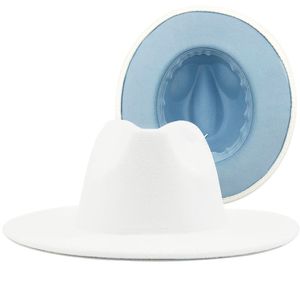 Nuevos colores, venta al por mayor de alta calidad, sombrero <span class=keywords><strong>Fedora</strong></span> de fieltro de lana, sombreros de 2 tonos, sombreros de ala ancha - Product Image 5