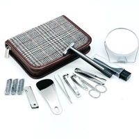 Ensemble de rasoir professionnel portable pour manucure et pédicure Kit d'art des ongles en acier inoxydable dans un emballage noir