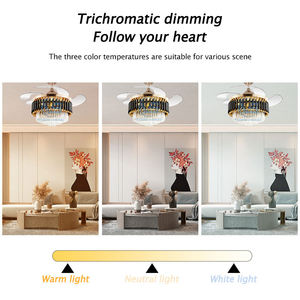 Ventilateur de plafond noir doré avec éclairage, moteur DC, télécommande, 6 vitesses, intensité variable, ventilateurs de plafond <span class=keywords><strong>Samsung</strong></span> - Product Image 3
