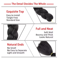 Extensions de cheveux synthétiques pré-étirées en fibre haute température ignifuge douce, tressées, Jumbo Single Weft, 24 pouces, 100g