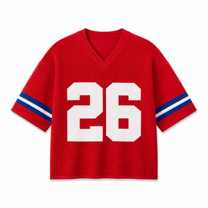 Maillot de football personnalisé en tricot, col en V, manches rayées, nom et numéro personnalisés, pull pour supporter sportif, jour de match - Product Image 2