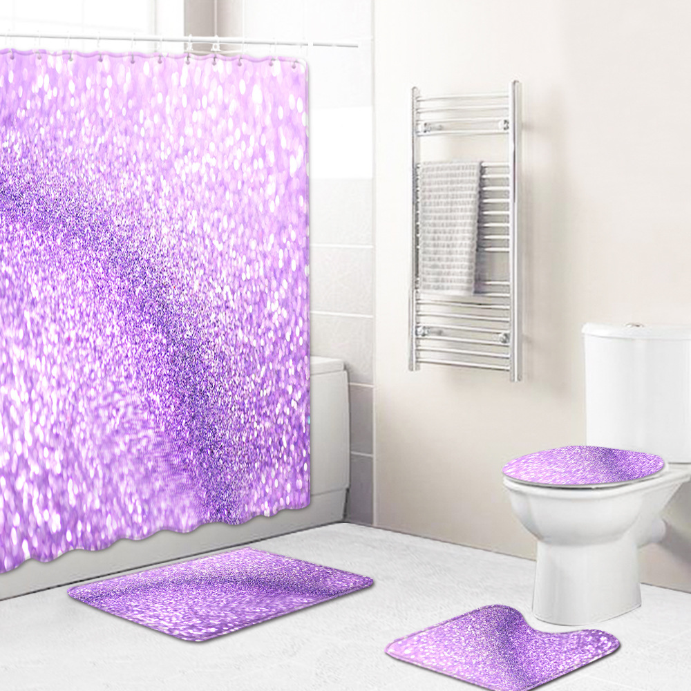 QiaoZe 180*180 см блестящая занавеска для душа и набор туалетных ковриков для ванной комнаты, занавески для душа и коврики