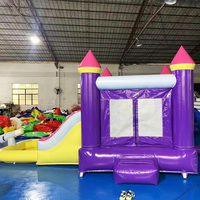 Vente directe d'usine, château gonflable rose en PVC de haute qualité, trampoline avec double toboggan, logo personnalisé imprimé, utilisation en extérieur