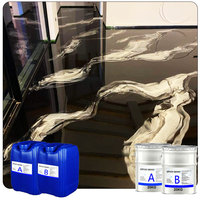 Revêtement de sol époxy liquide métallique marbré 3D à haute brillance, peinture décorative durable pour les sols d'hôtels et de bureaux