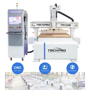 جهاز توجيه CNC خطي ATC بسعر معقول من TECHPRO مزود بمحول أدوات أوتوماتيكي 4*8 قدم، و5*10 قدم