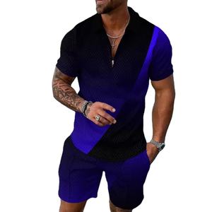 Ensemble de survêtement personnalisé OEM avec logo, coupe ample, grande taille, décontracté, pantalon de jogging et short d'été pour homme, ensemble 2 pièces - Product Image 1
