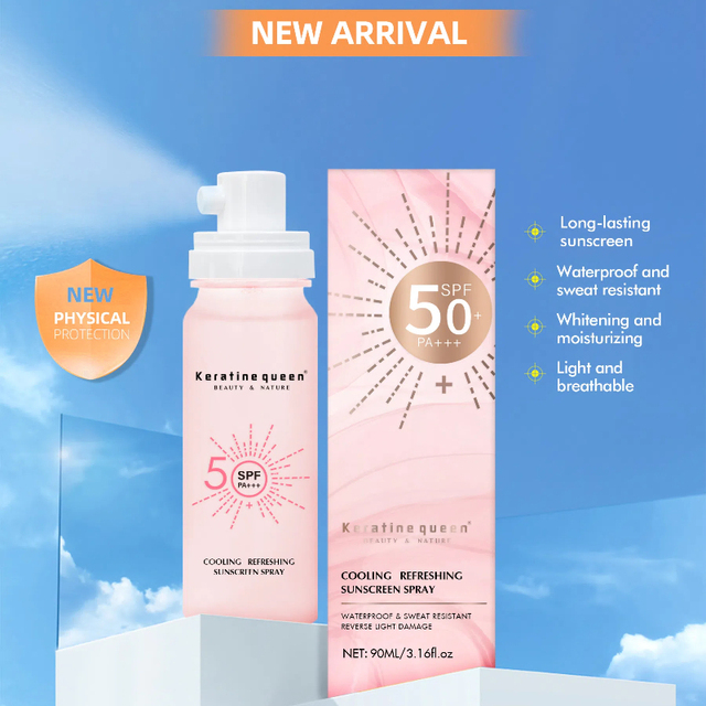 Custom Factory Cooling Clear SPF 50+++ Organic Sunscreen Spray UV Protection Body Sunblock Cream
