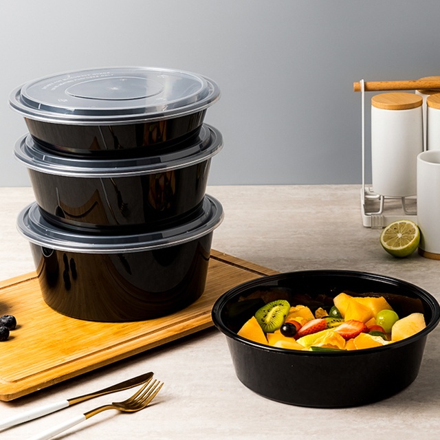 Microwavable Food Grade PP Plastic Round Bowl with Lid Thickened Transparent Container
