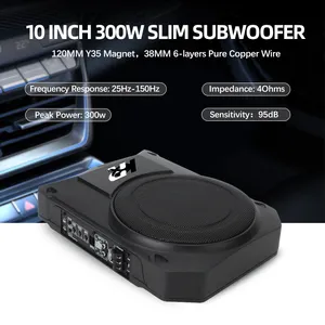 Subwoofer per auto amplificato audio 400 W basso profilo 10 pollici sotto il sedile telecomando Subwoofer