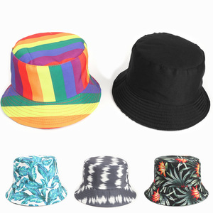 Sombrero de Pescador Unisex, 100% Poliéster, Impresión Digital, Primavera Verano, Ropa Casual de Playa, Diseño Floral Tropical Arcoíris - Product Image 1