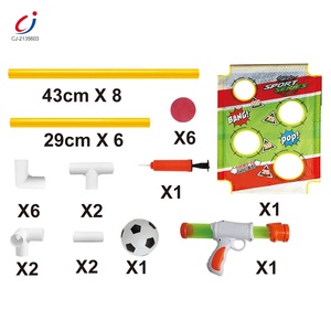 Kids indoor sports 2 in 1 goal and shooting target game set foam ball popper air toy pistola ad aria con bersaglio in piedi - Product Image 2