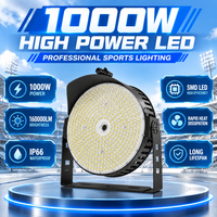 كشافات LED دائرية للملاعب بقوة 1000 واط مع واقي مضاد للوهج لأعمدة الإنارة العالية في الملاعب، ضمان 5 سنوات