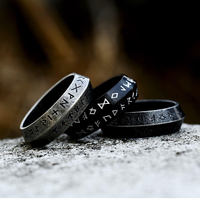 Bague en acier inoxydable Tempusort style vintage viking avec texte, pour homme, idéale pour les anniversaires et les fêtes - Vente en gros de bijoux de mode