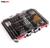 TOOLJOY Ensemble de forets hélicoïdaux HSS revêtus de titane, forets à maçonnerie, forets à bois, accessoires pour tournevis, kit de 68 pièces