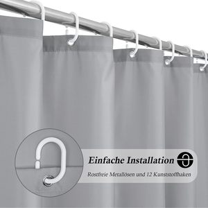 <span class=keywords><strong>Rideau</strong></span> <span class=keywords><strong>de</strong></span> <span class=keywords><strong>douche</strong></span> populaire gris 180x200 en textile, semi-perforé, imperméable, lavable, anti-moisissure, avec crochets pour <span class=keywords><strong>baignoire</strong></span>/salle <span class=keywords><strong>de</strong></span> bain - Product Image 2