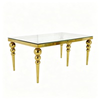 Moderner Edelstahl-Gold-Acryl-Esstisch für Hochzeiten und Partys