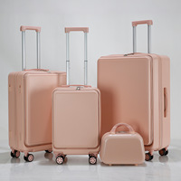 Nouvel arrivage : Ensemble de 3 valises à ouverture frontale en ABS+PC avec port de chargement USB et roues silencieuses pour voyage