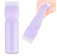 Bouteilles en plastique transparentes vides personnalisées pour salon, pour huile capillaire, flacon applicateur de teinture capillaire avec brosse peigne