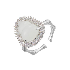 New Chinese Style Gourd Shaped Open Ring Micro Set Zircon Imitation White Jade Adjustable Index Finger Ring Exquisite Design - Product Image 5