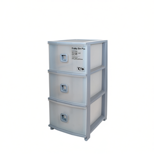 Pratika Slim 3-Drawer <b>Storage</b> Unit with Injection Molded PP Material <b>Grey</b> 375x285x610mm for Bathroom - Product Image 3