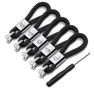 Wholesale <b>Custom</b> Car Keyrings Leather Weave Straps <b>Keychain</b> with Car logo for Car Women Men Gift - Product Image 1