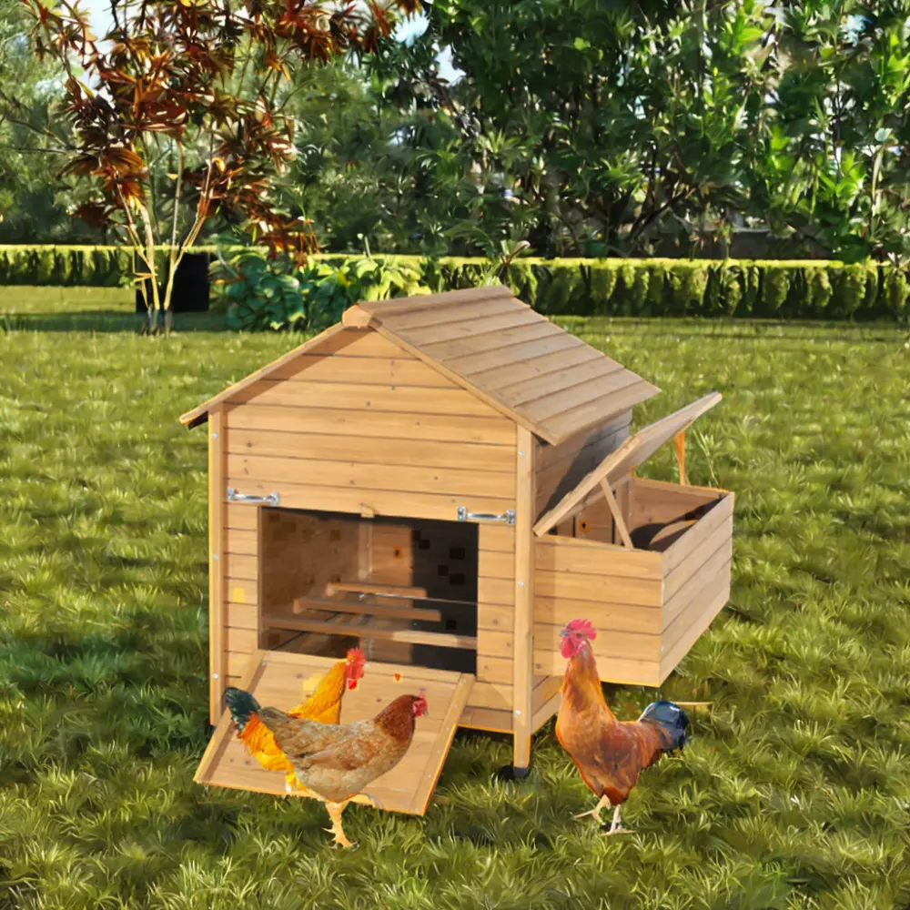 2024 Hochwertiger Hauptteil Hausarchitekt Hühnerhaus Holz Haustier Hühnerkäfig Großes Hühnerhaus aus Holz mit Laufwerk
