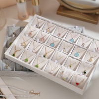 Présentoir de Luxe Moderne en Cuir pour Bijoux, Ensemble de Présentoirs Personnalisés en Velours Doré et Blanc pour Colliers et Pendentifs – Impact Optimal