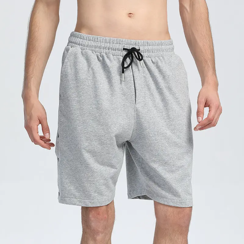 Custom Logo Wholesale Men's Casual Loose Bermuda Shorts Cotton Drawstring Sports Gym Shorts Man Fitness Running Short Pants
