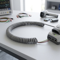 Câble de commande spiralé en TPU haute flexibilité, 6 ou 8 conducteurs, pour système de contrôle médical et scanner portable