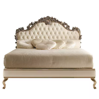 Lit double de style européen, chambre principale, lit en bois massif, grand lit sculpté de 1,8 mètre, lit de princesse français en tissu, lit de mariage