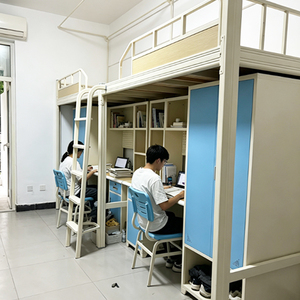 Factory Wholesale High Quality Modern Metal Loft <b>Bed</b> Frame Dormitory <b>Bed</b> Desk <b>Cabinet</b> for School Hotel Bedroom Use - Product Image 1