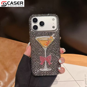Coque de <span class=keywords><strong>téléphone</strong></span> antichoc élégante et luxueuse avec motif verre à martini et strass, sensation glacée, pour iPhone 17/16/15 - Product Image 5