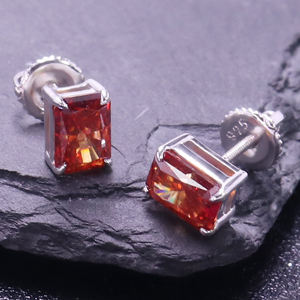 Color Moissanite <b>Earrings</b> Women 925 Sterling Silver Stud <b>Earrings</b> <b>Red</b> Color Moissanite Stud <b>Earrings</b> for Women - Product Image 5