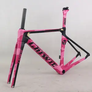 Seraph armação para bicicleta, quadro de carbono camo com design rosa e aero de estrada, tamanho TT-X1, 45cm, max, 700 * 28c, tamanho 45cm