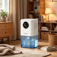Déshumidificateur réfrigérant haute capacité avec compresseur et écran tactile, 9,9 pintes/24h, résout les problèmes de séchage des vêtements et de l'humidité
