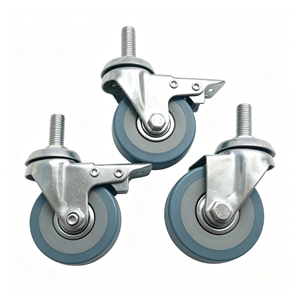 5 Inch Heavy Duty Swivel Caster Wheels <b>Set</b> of 4, Dual Locking Industrial Casters with Brake, PU Wheels <b>for</b> Dolly and Trolley - Product Image 4