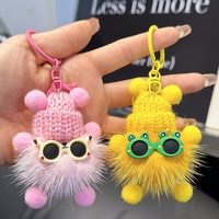 Porte-clés pendentif mignon en fourrure de vison douce, forme elfe, style dessin animé, populaire en Corée, pour sac à dos, cadeau