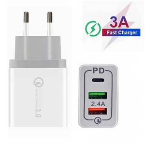 Porta Type-C3 PD tipo <span class=keywords><strong>C</strong></span> USB <span class=keywords><strong>C</strong></span> caricatore adattatore da viaggio + 18W Smart QC 3.0 USB ricarica rapida QC3.0 per <span class=keywords><strong>iPhone</strong></span> samsung Galaxy - Product Image 2