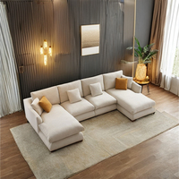 Collection de Canapés de Salon Scandinave de Luxe en Lin, Canapé Modulable en U, Canapé Relax Inclinable, Meuble