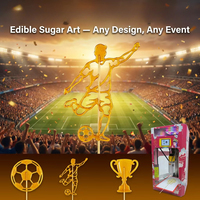 Nueva Impresora Automática de Arte en Azúcar con Más de 100 Diseños Personalizados, de Grado Alimenticio, con Forma de Jugador de Fútbol para Eventos y Fiestas Pequeñas